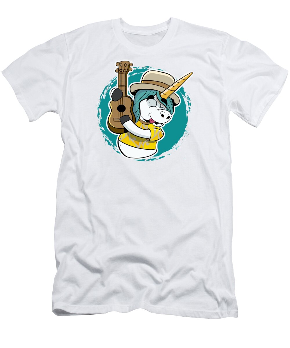 Mythical Creature T-Shirt featuring the digital art Guitar Unicorn Guitarist Musician Magic Horse by Mister Tee