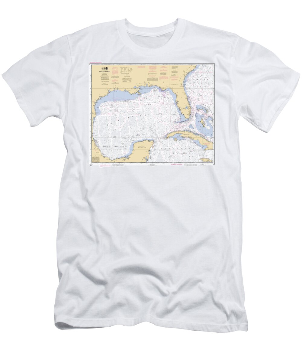 411 T-Shirt featuring the digital art Gulf of Mexico, NOAA Chart 411 by Nautical Chartworks