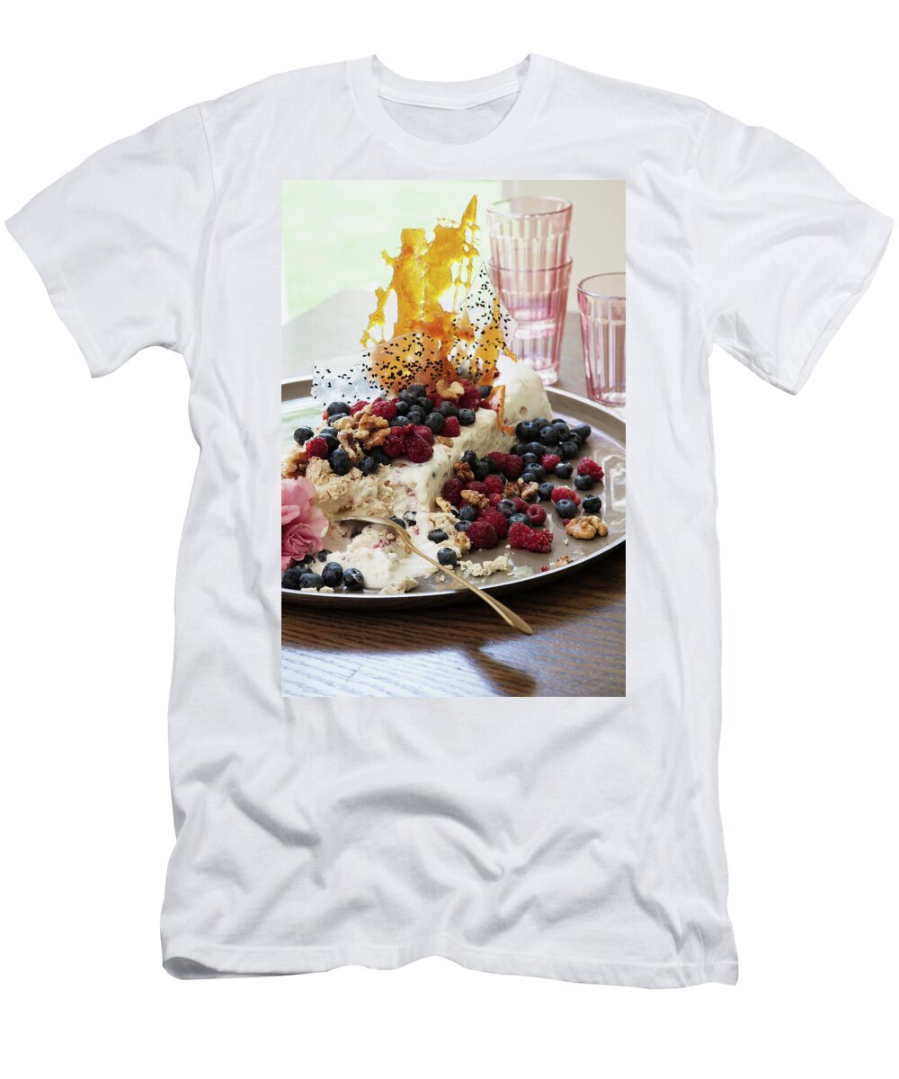 Ip_12501901 T-Shirt featuring the photograph Halva Ice Cream With Praline Shards And Walnuts by Great Stock!