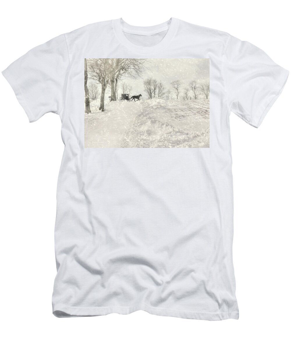 Amish T-Shirt featuring the mixed media Happy Holidays from PA by Lori Deiter