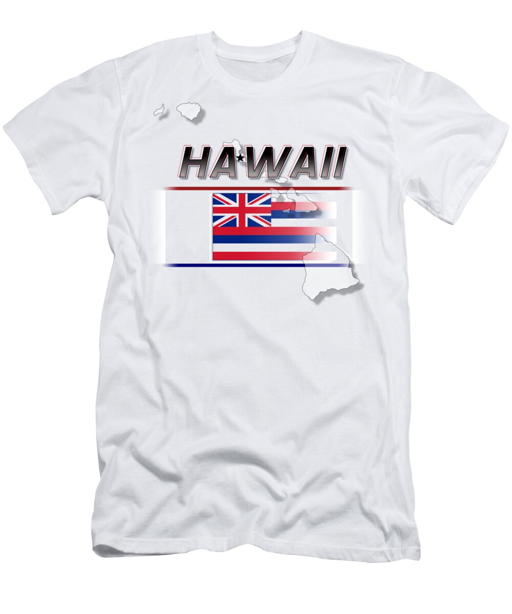 Hawaii T-Shirt featuring the digital art Hawaii State Horizontal Print by Rick Bartrand
