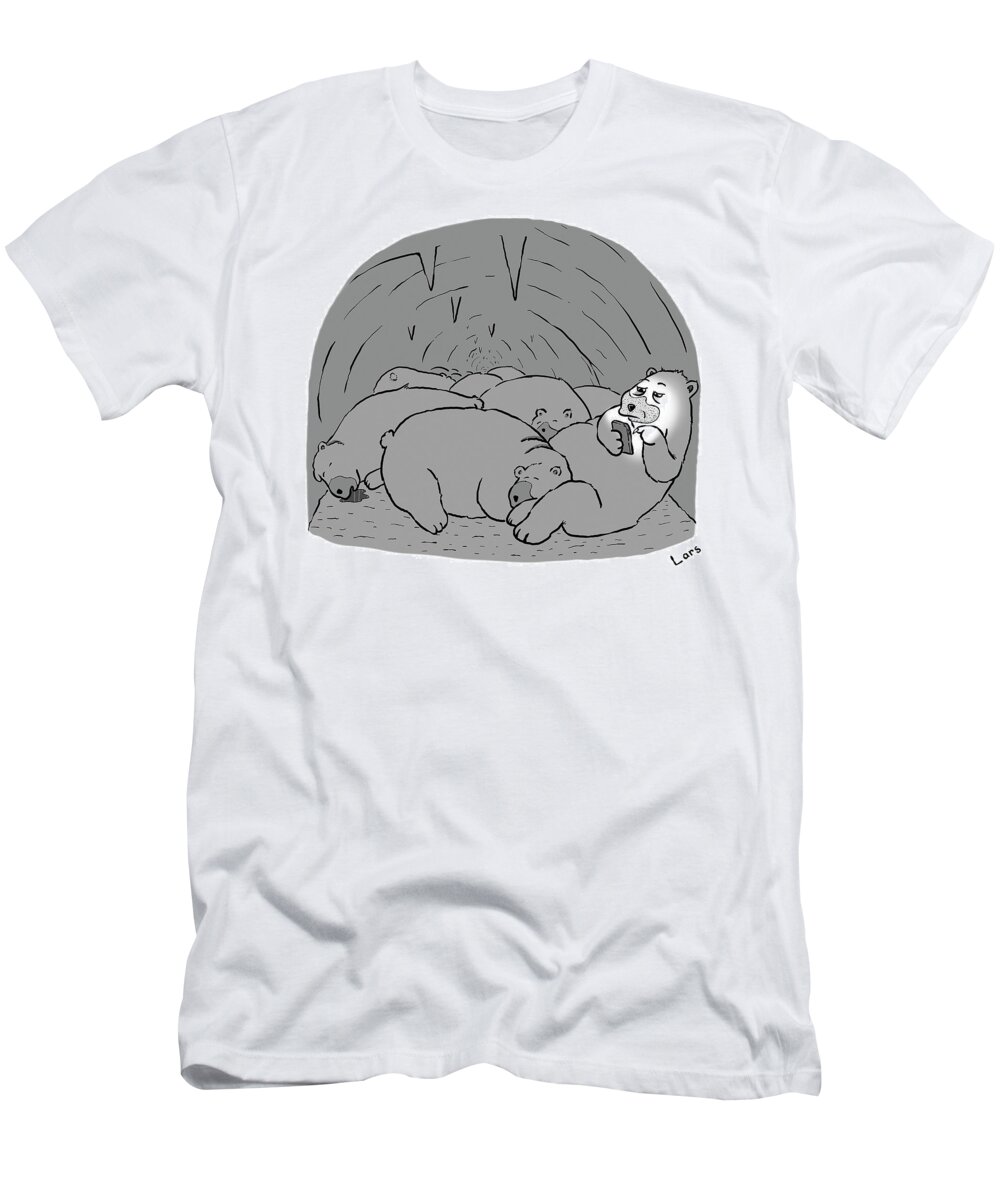 Bear T-Shirt featuring the drawing Hibernation by Lars Kenseth