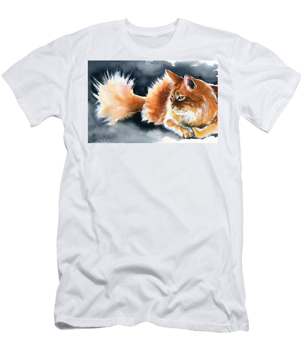 Fluff T-Shirt featuring the painting Holy Ginger Fluff - Cat Painting by Dora Hathazi Mendes