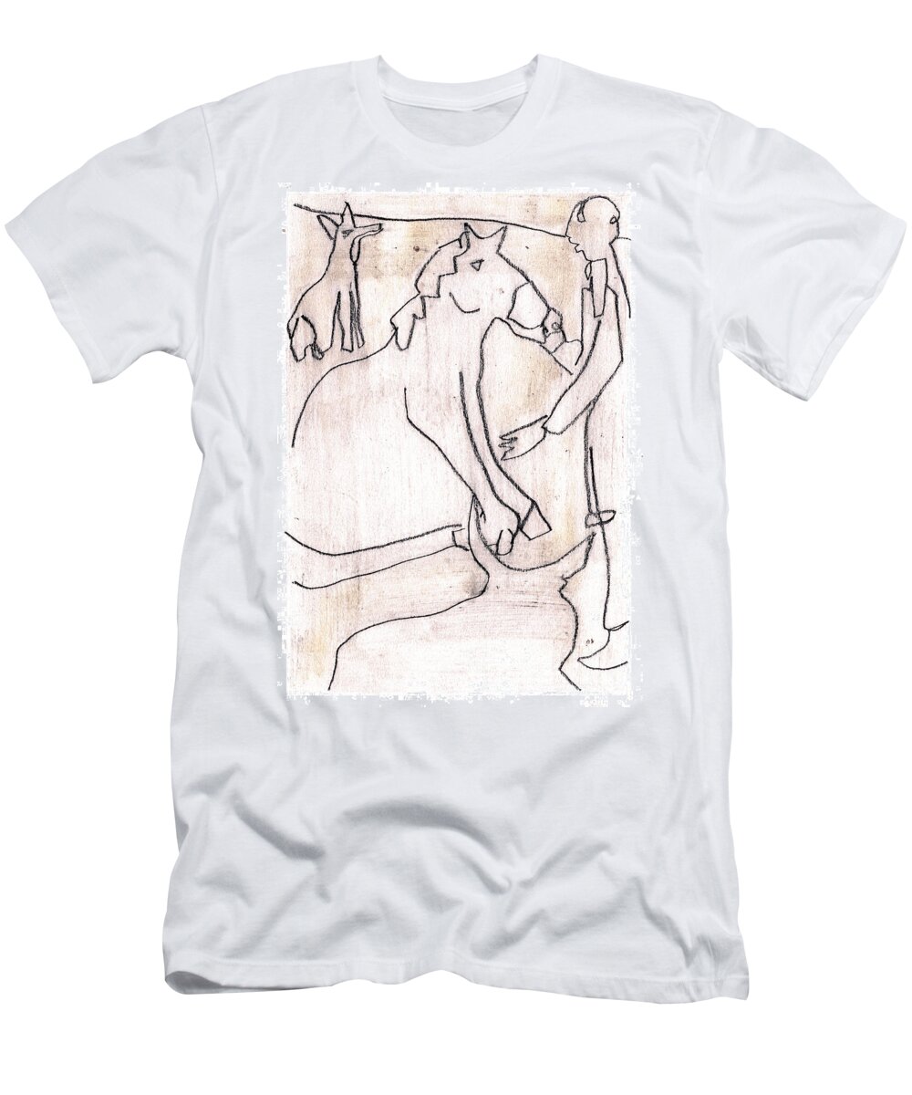 How The Camel Got His Hump T-Shirt featuring the drawing How the Camel Got His Hump Digital and Drawings d16-3 by Edgeworth Johnstone