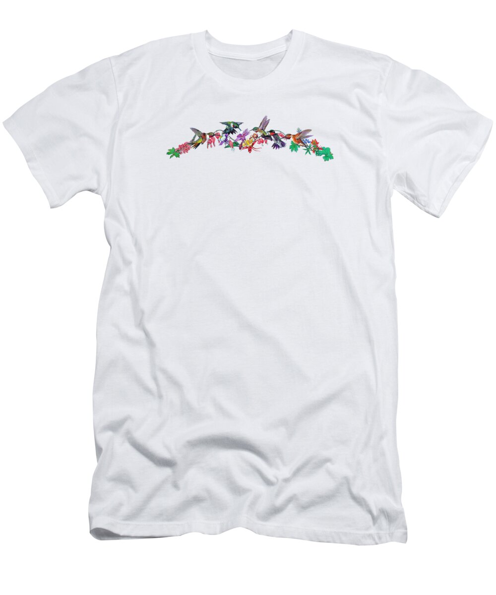 Bird T-Shirt featuring the drawing Hummingbirds by Salmoneggs