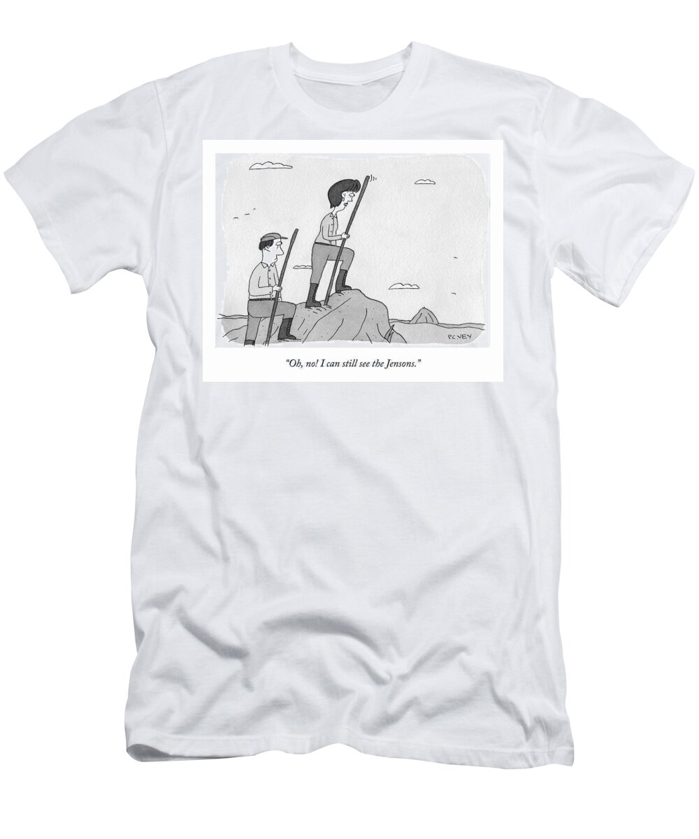 “oh No! I Can Still See The Jensons.” Mountain T-Shirt featuring the drawing I Can Still See the Jensons by Peter C Vey
