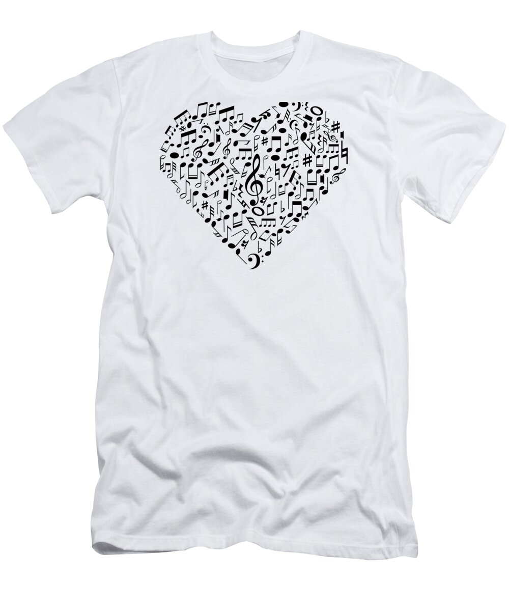 Music T-Shirt featuring the digital art I Love Music Musical Symbols Musician by Mister Tee