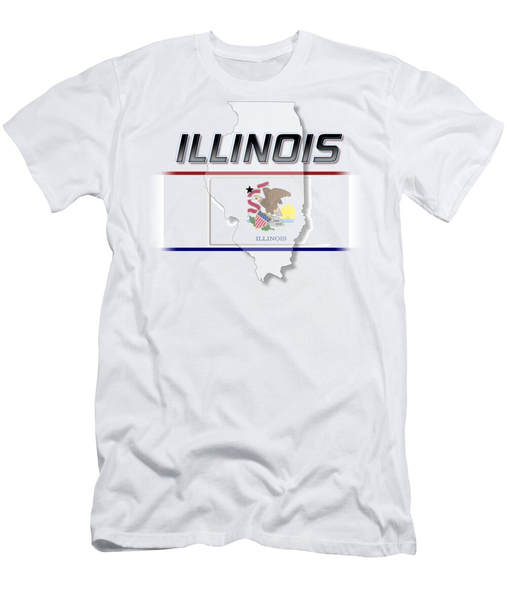 Illinois T-Shirt featuring the digital art Illinois State Horizontal Print by Rick Bartrand