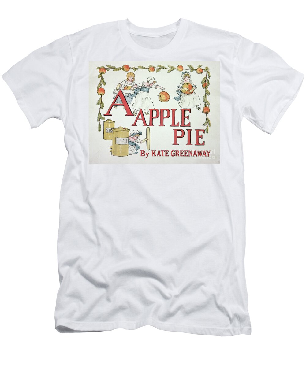 A T-Shirt featuring the painting Illustration For The Letter A From Apple Pie Alphabet, Published 1885 by Kate Greenaway