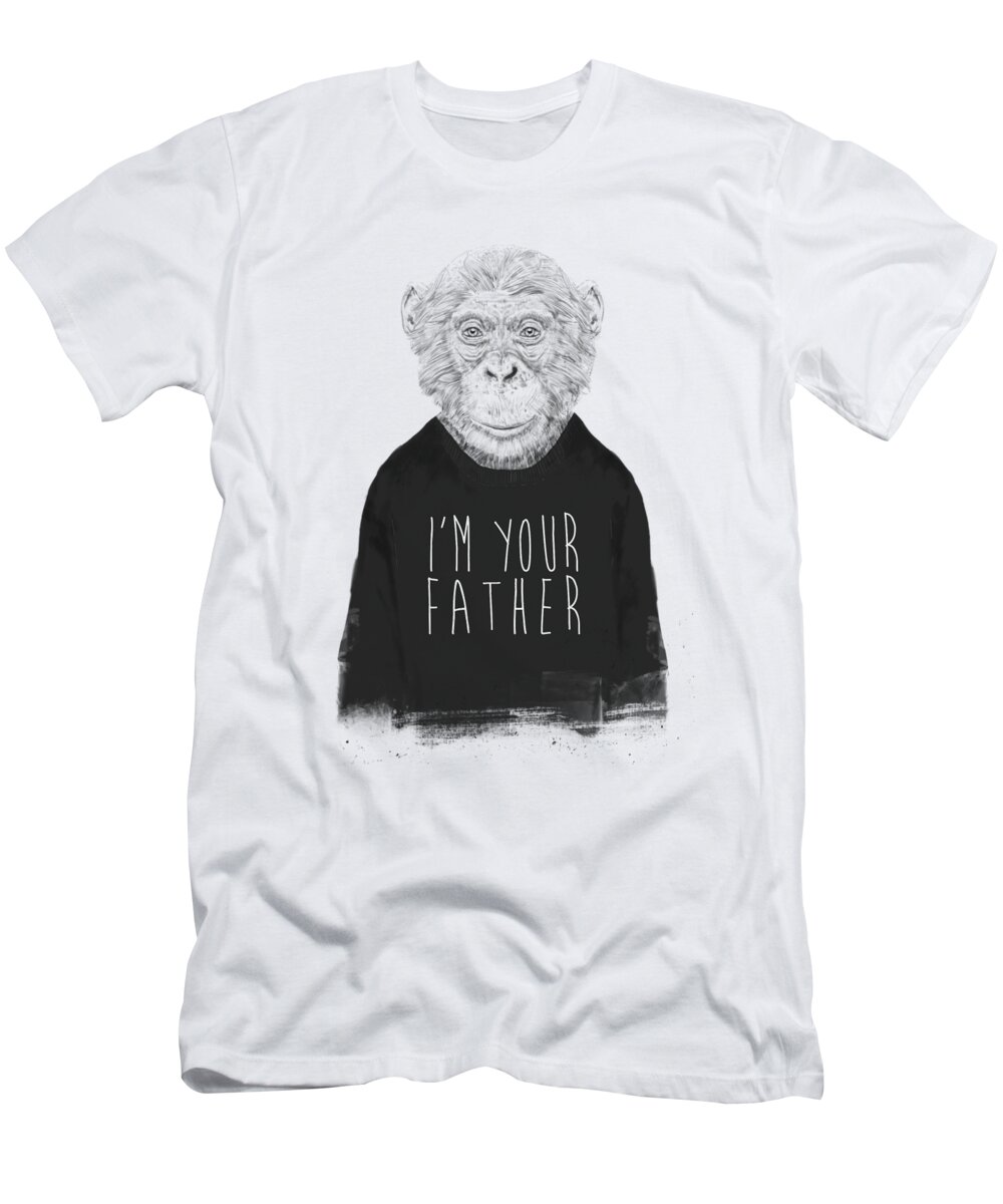 Monkey T-Shirt featuring the mixed media I'm your father by Balazs Solti