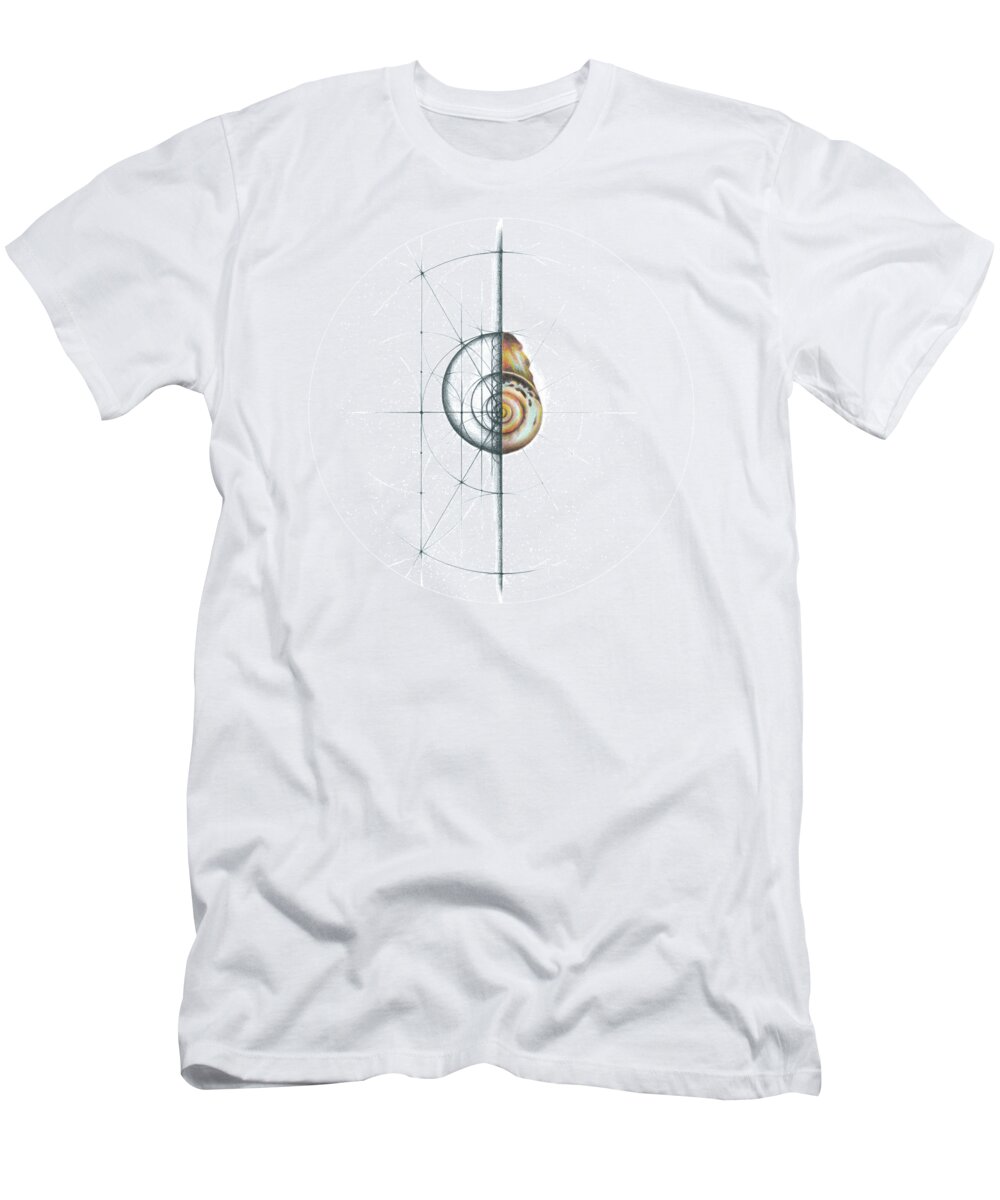 Shell T-Shirt featuring the drawing Intuitive Geometry Shell 1 by Nathalie Strassburg