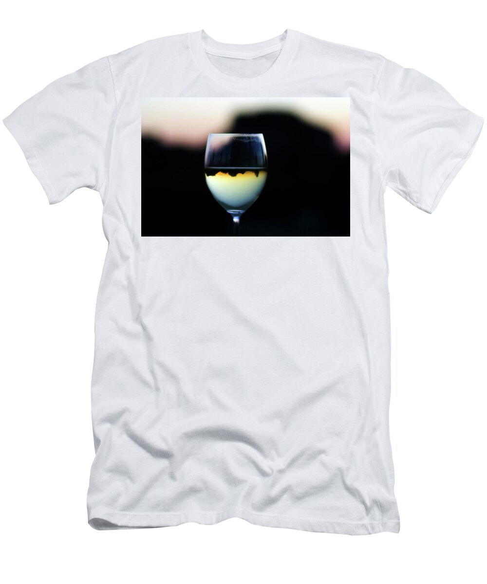 Southwest T-Shirt featuring the photograph Inverted Landscape in Wine Glass by Ron Chilston