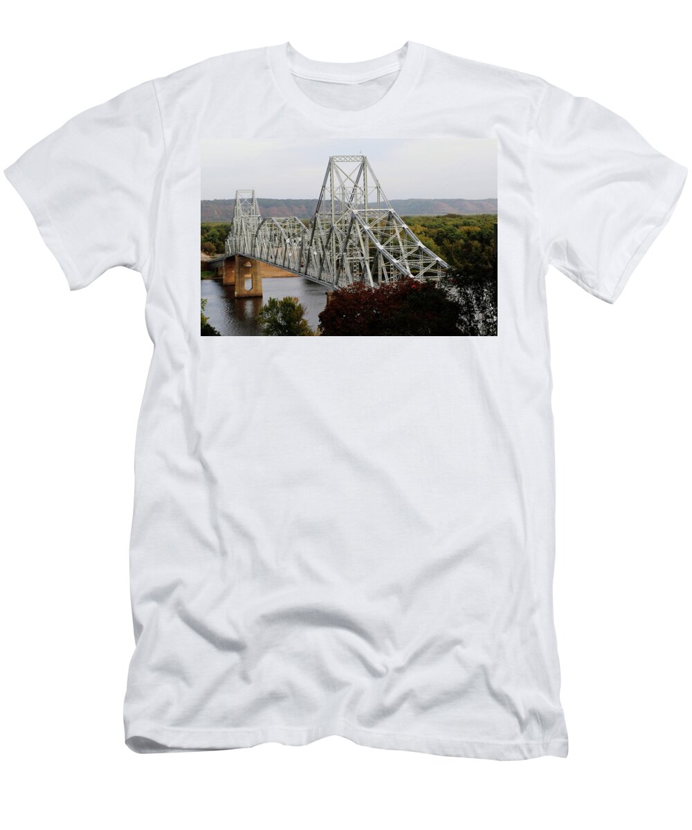 Landscape T-Shirt featuring the photograph Iowa - Mississippi River Bridge by Gary Gunderson