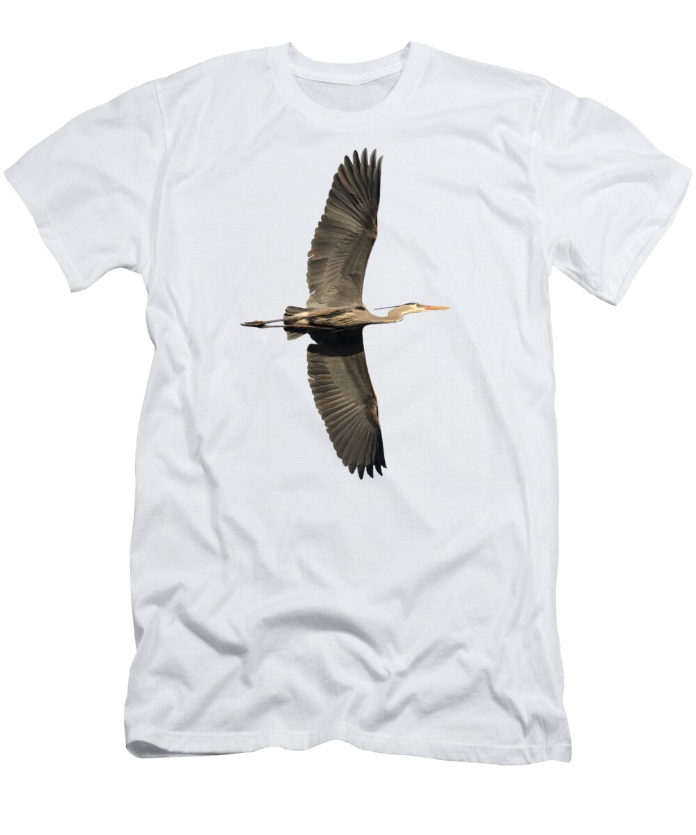 Great Blue Heron T-Shirt featuring the photograph Isolated Great Blue Heron 2018-1 by Thomas Young