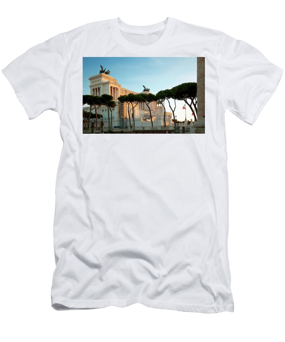 Estock T-Shirt featuring the digital art Italy, Latium, Roma District, Rome, Vittorio Emanuele Monument, Altare Della Patria by Johanna Huber