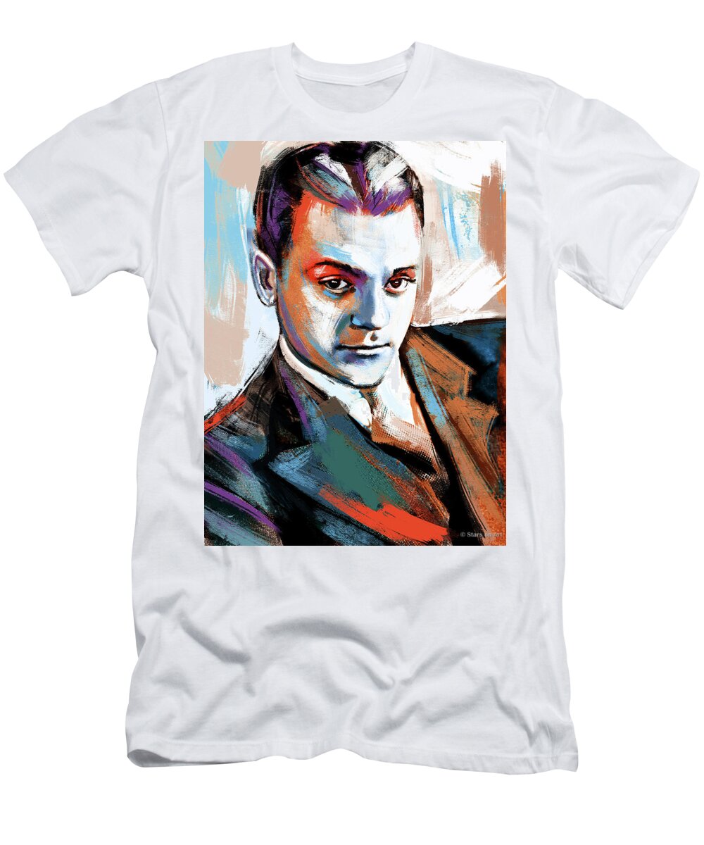 James T-Shirt featuring the painting James Cagney painting by Stars on Art