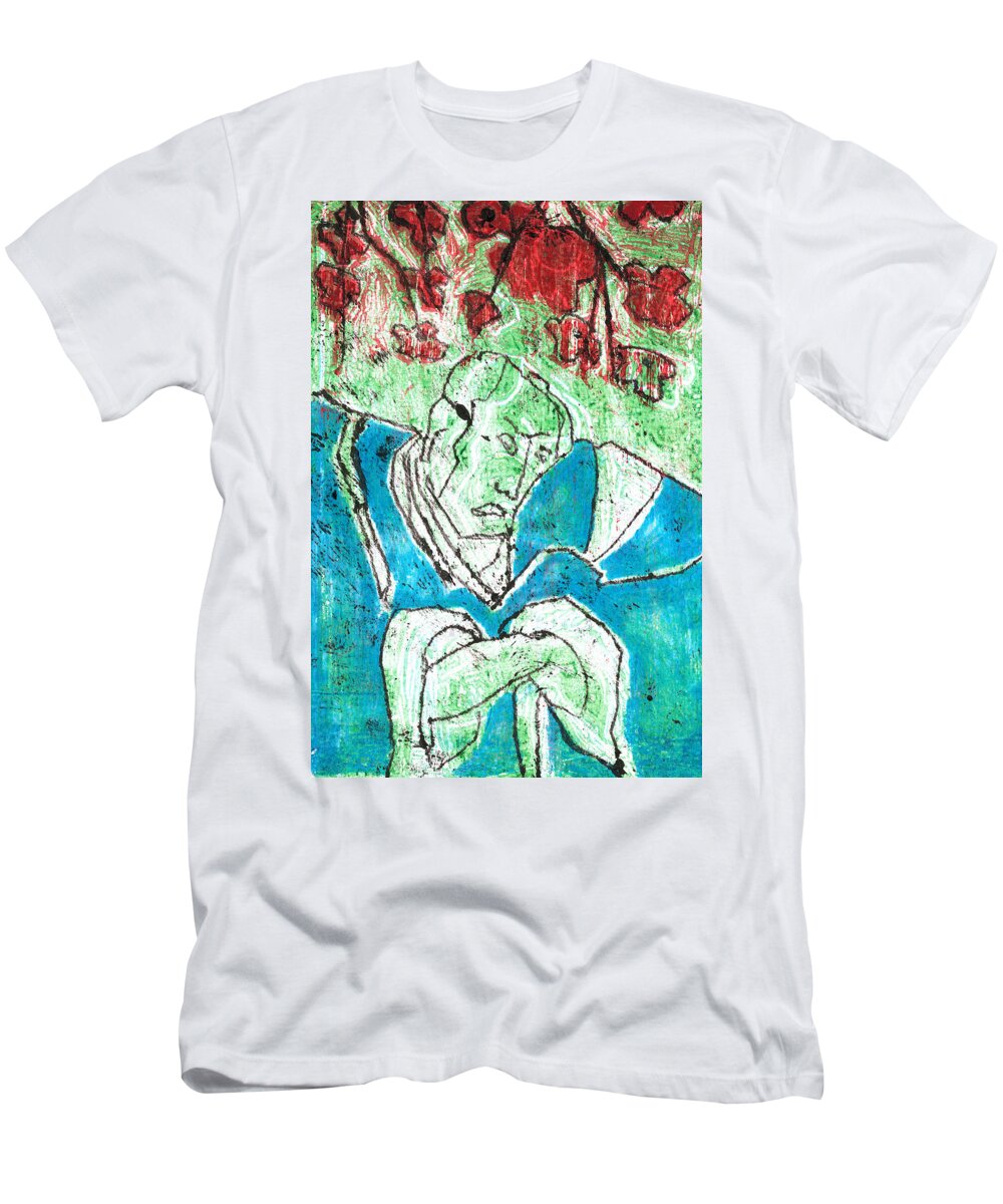 Japanese T-Shirt featuring the relief Japanese Woodblock Pop Art Print 3c1 by Edgeworth Johnstone