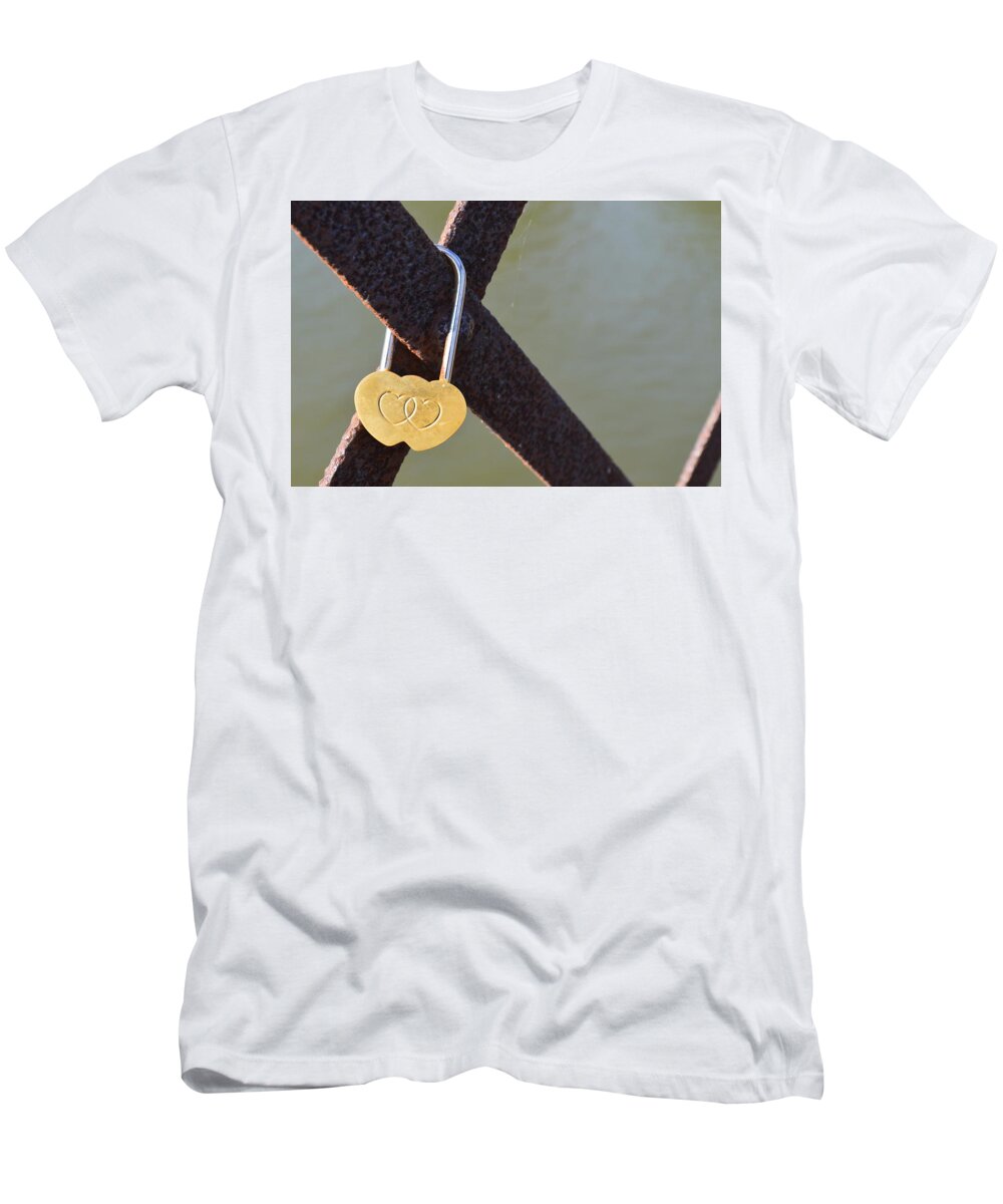 Lock T-Shirt featuring the photograph Joined Together by Lisa Burbach
