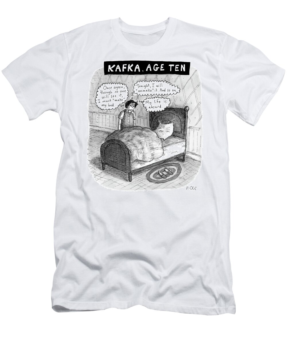 Kafka T-Shirt featuring the drawing Kafka Age Ten by Roz Chast