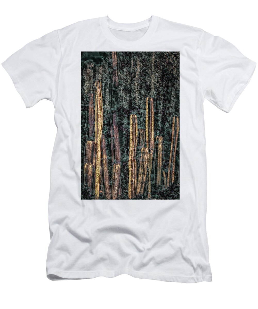 Klimt T-Shirt featuring the digital art Klimt Cacti Trio A by Sandra Nesbit