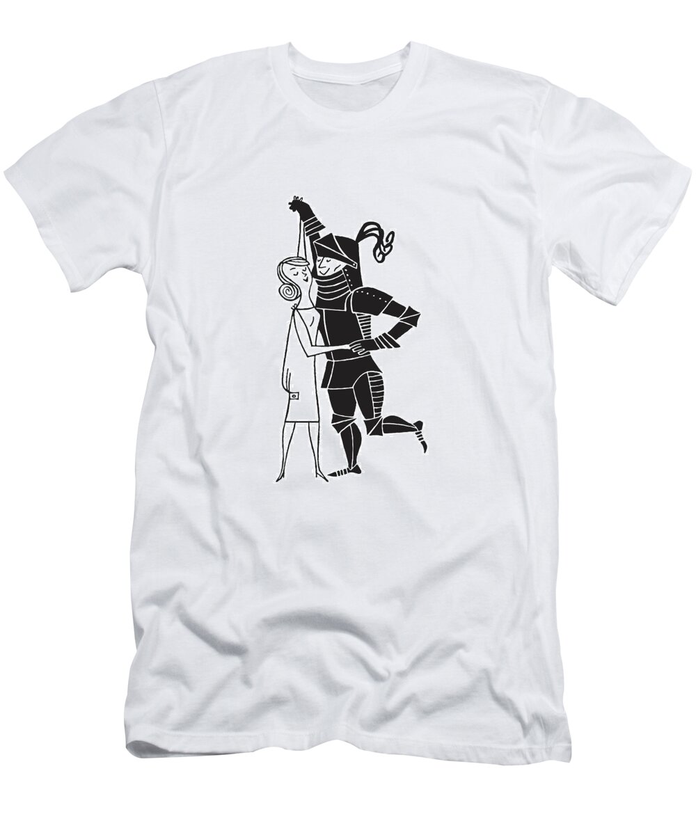 Activity T-Shirt featuring the drawing Knight and Woman Dancing by CSA Images