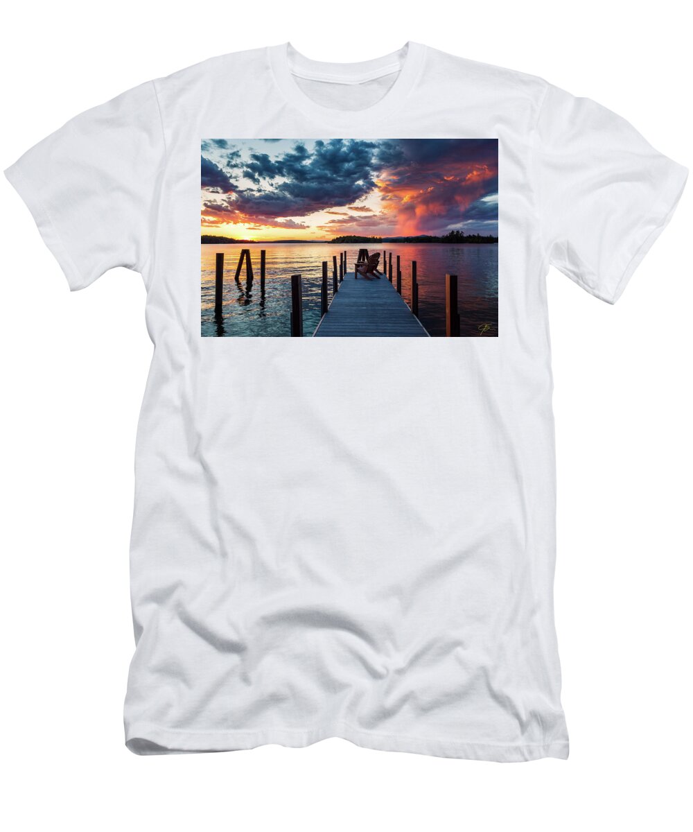 Lake Winnipesaukee T-Shirt featuring the photograph Late Summer Storm. by Jeff Sinon