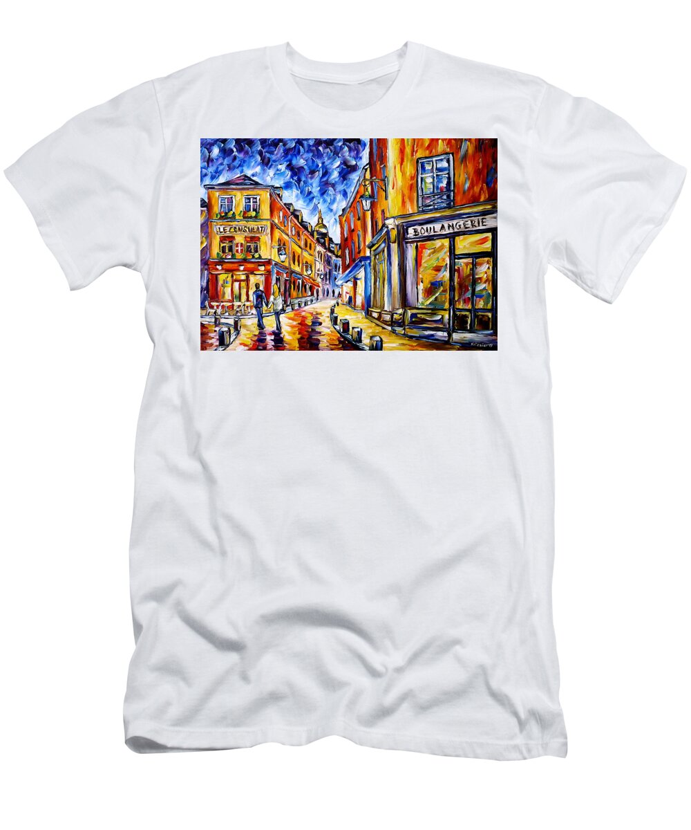 I Love Paris T-Shirt featuring the painting Le Consulat, Montmartre by Mirek Kuzniar
