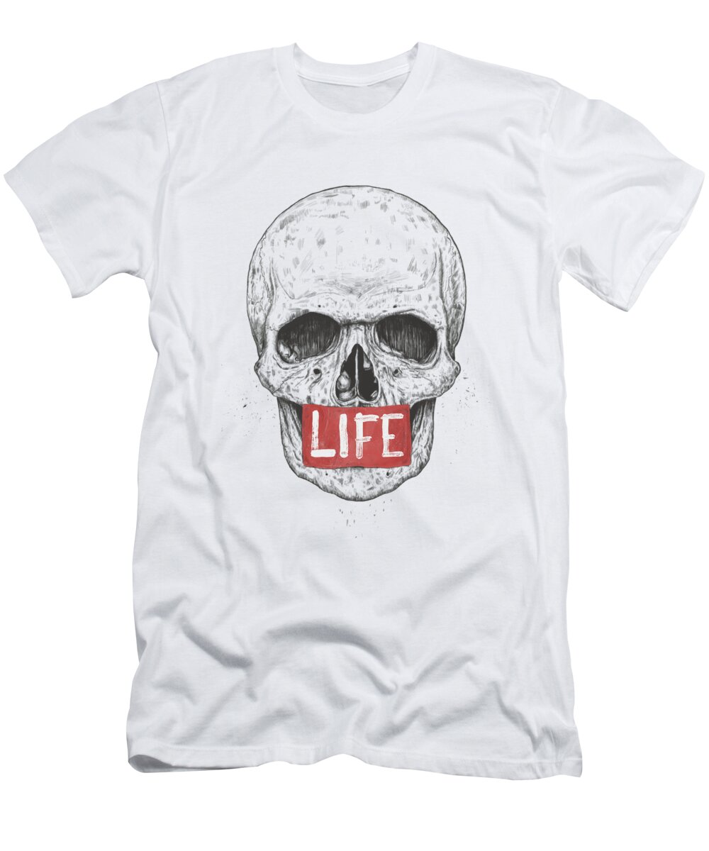 Skull T-Shirt featuring the mixed media Life by Balazs Solti