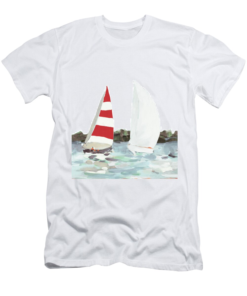 Line T-Shirt featuring the painting Line Regatta II by Jane Slivka