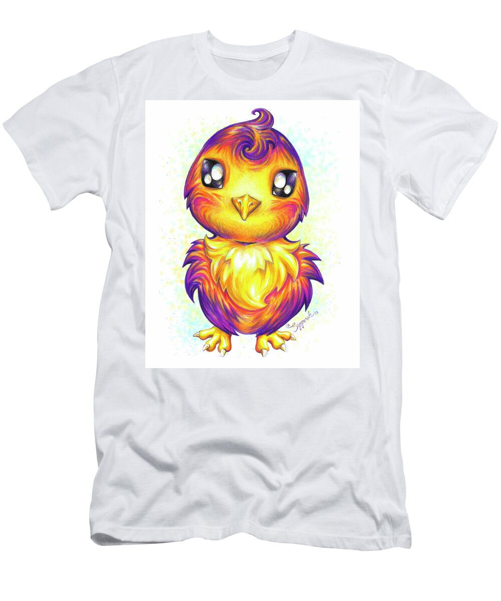 Nature T-Shirt featuring the drawing Little Bird by Sipporah Art and Illustration