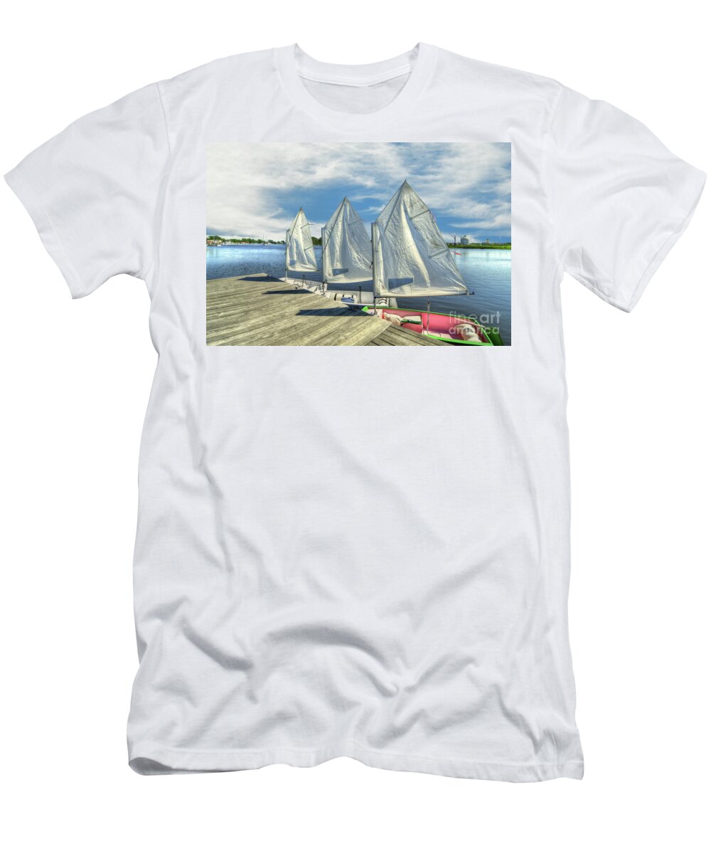 Nautical T-Shirt featuring the photograph Little Sailboats by Kathy Baccari