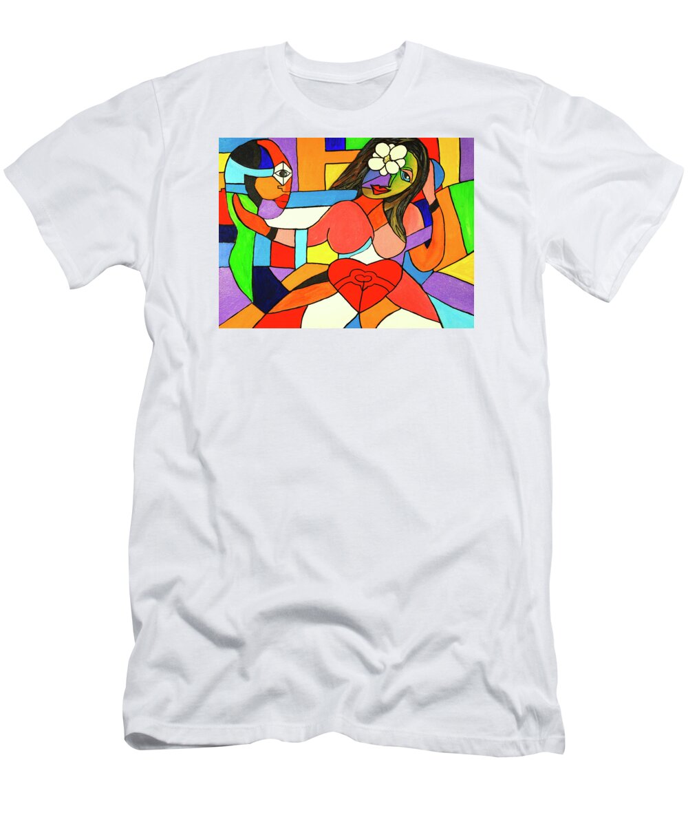 Jose Rojas T-Shirt featuring the painting Love and be Loved by Jose Rojas