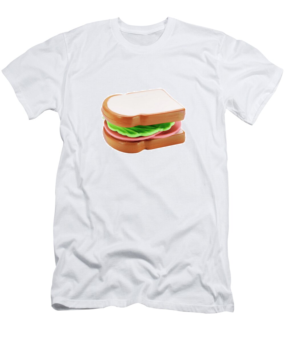 Baked Goods T-Shirt featuring the drawing Lunch Meat Sandwich by CSA Images