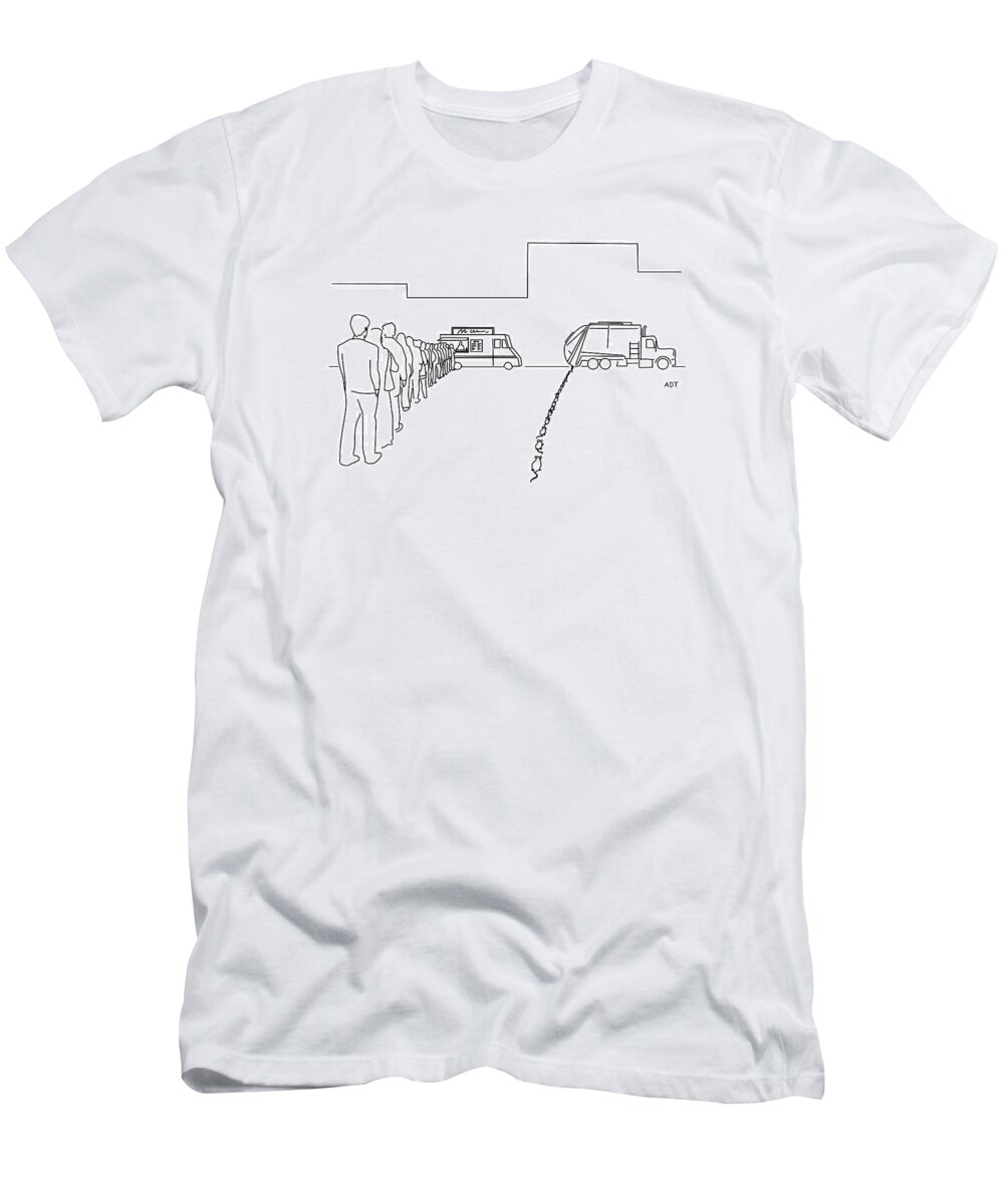 Captionless T-Shirt featuring the drawing Lunchtime by Adam Douglas Thompson