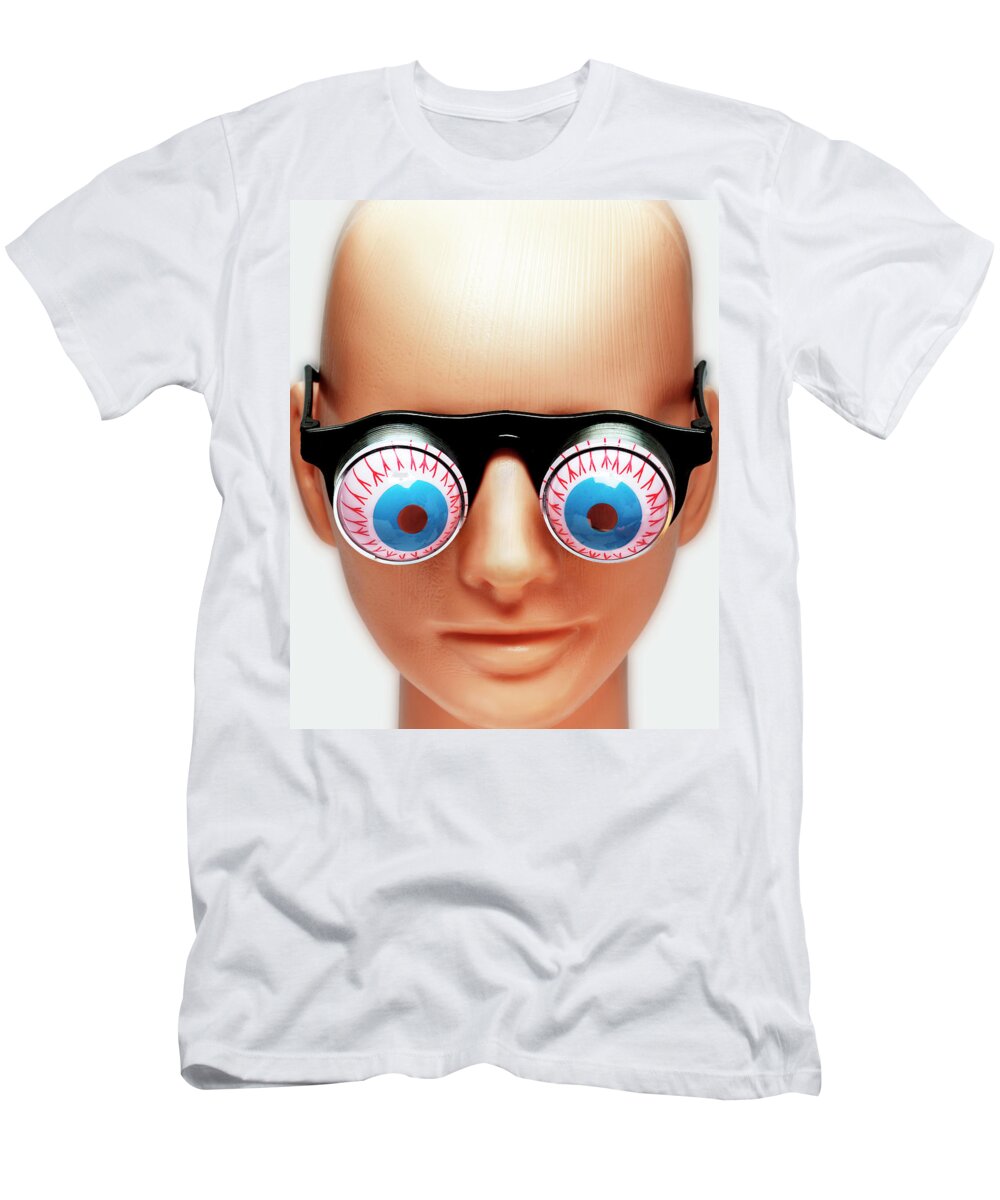 Accessories T-Shirt featuring the drawing Mannequin Wearing Bloodshot Eyeglasses by CSA Images