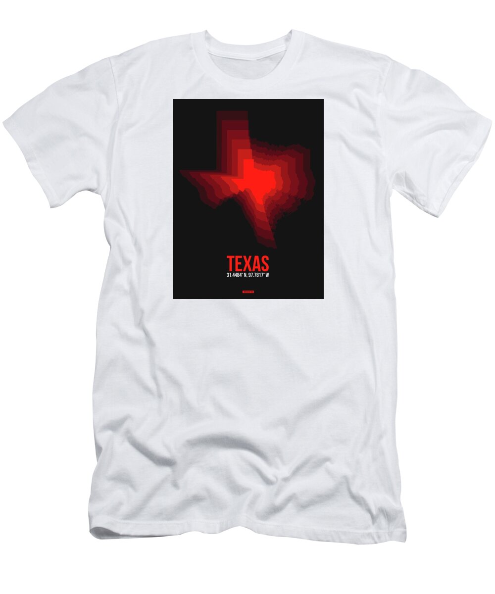 Texas Map T-Shirt featuring the digital art Map of Texas Red by Naxart Studio