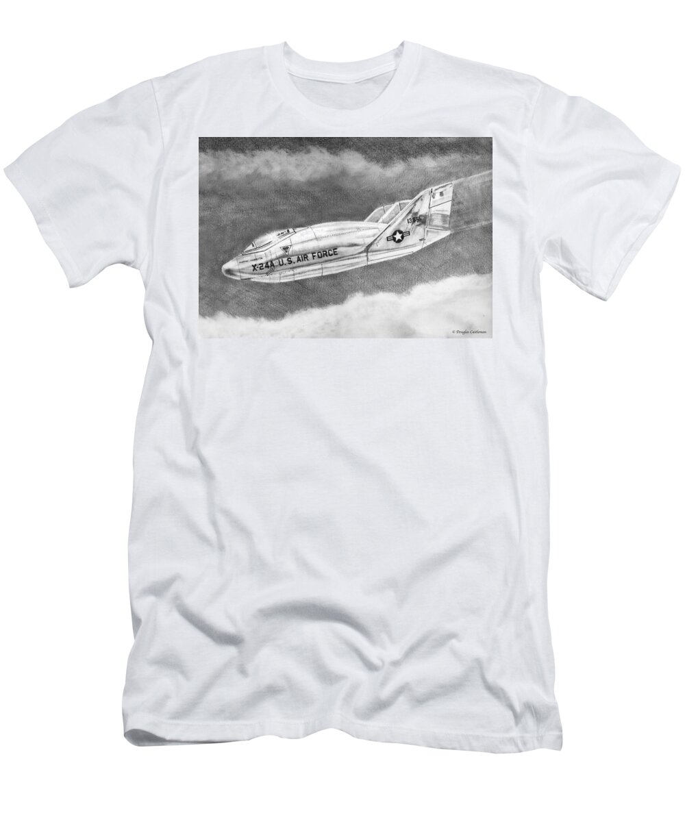 Nasa T-Shirt featuring the drawing Martin Marietta X-24A Lifting Body by Douglas Castleman