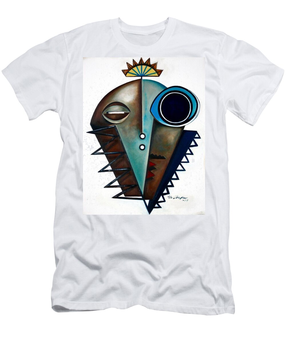Jazz T-Shirt featuring the painting Mask / Modern Saxophonist by Martel Chapman