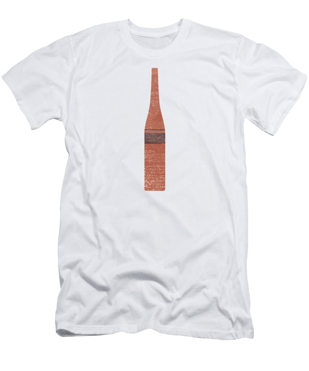 Abstract T-Shirt featuring the mixed media Minimal Abstract Vase 9 - Tall Vase - Terracotta Series - Modern, Contemporary Print - Brown by Studio Grafiikka
