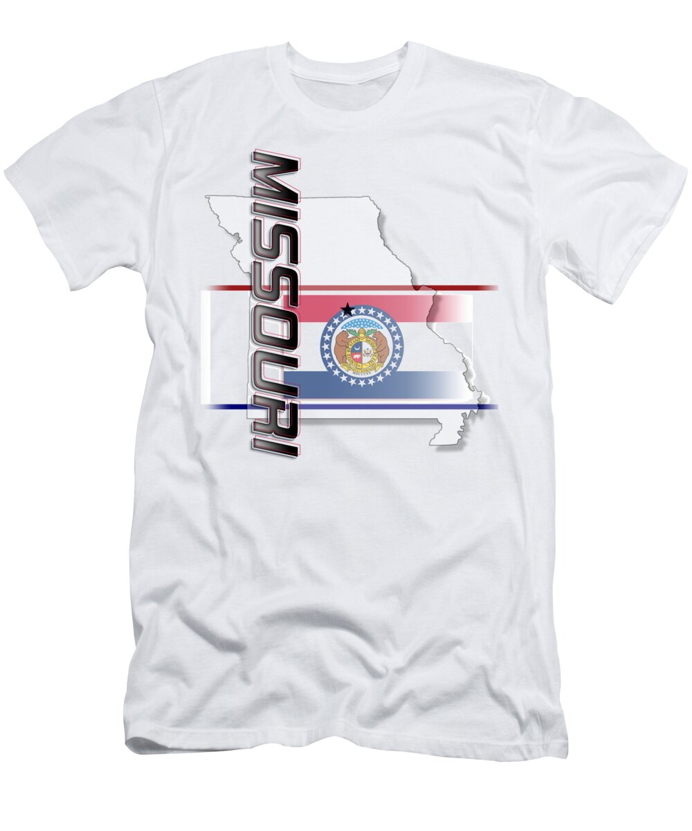 Missouri T-Shirt featuring the digital art Missouri State Vertical Print by Rick Bartrand