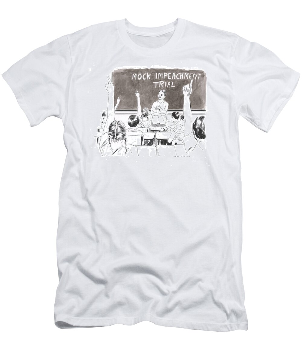 Captionless T-Shirt featuring the drawing Mock Impeachment by Karl Stevens