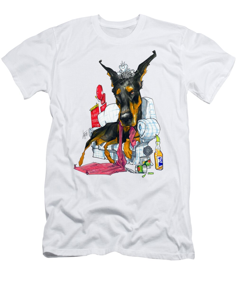 Mojo T-Shirt featuring the drawing Mojo the Doberman by Canine Caricatures By John LaFree