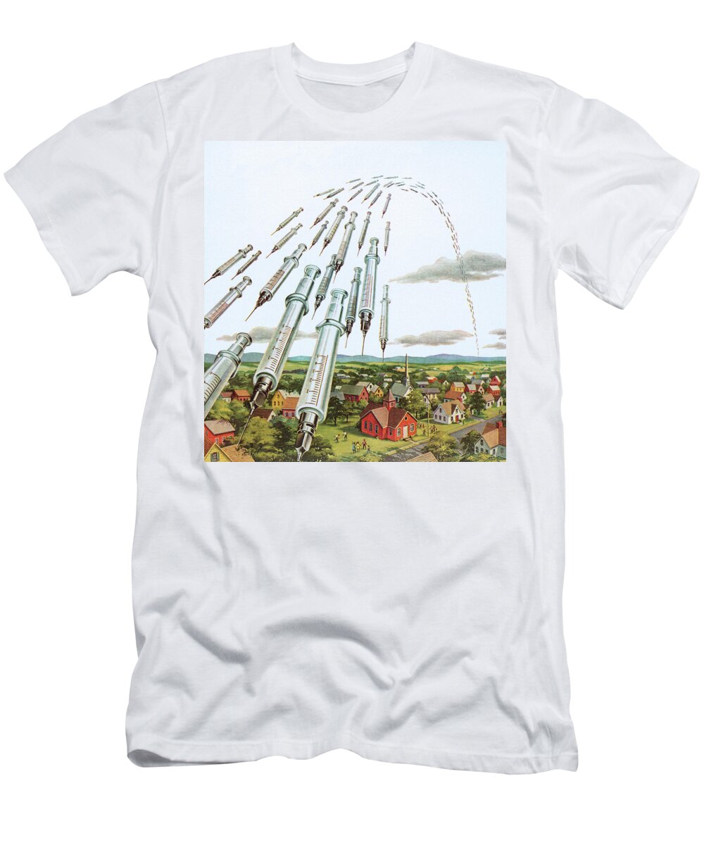 Addiction T-Shirt featuring the drawing Needles Flying Through the Air by CSA Images