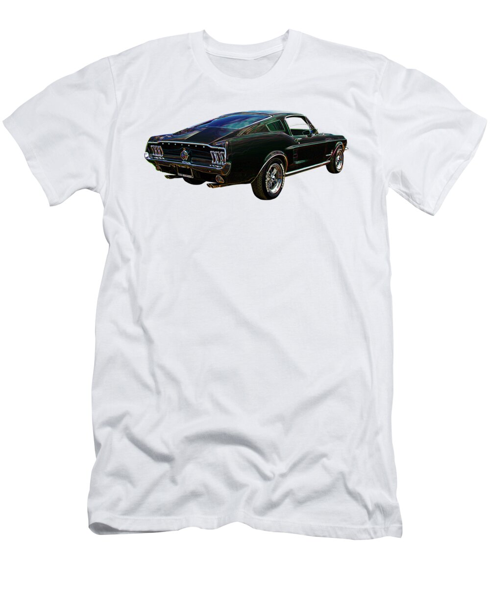 Mustang T-Shirt featuring the photograph Neon Mustang Fastback 1967 by Gill Billington