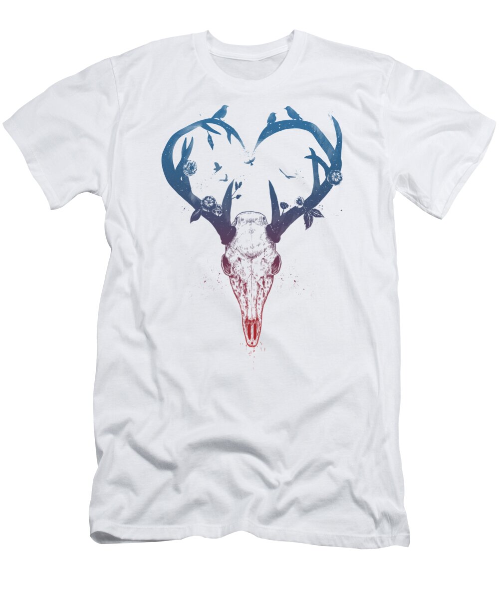 Deer T-Shirt featuring the drawing Neverending love by Balazs Solti