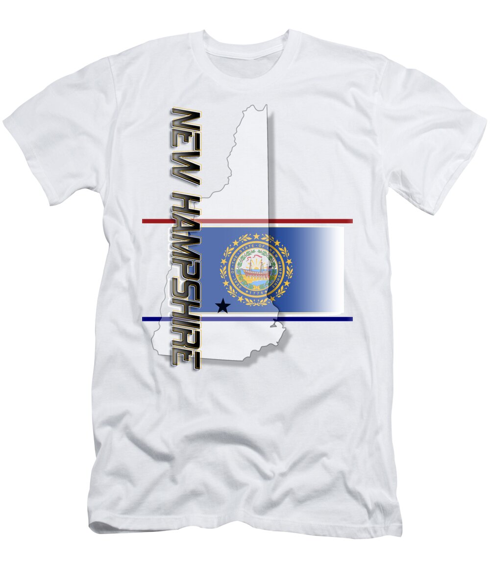 New Hampshire T-Shirt featuring the digital art New Hampshire State Vertical Print by Rick Bartrand