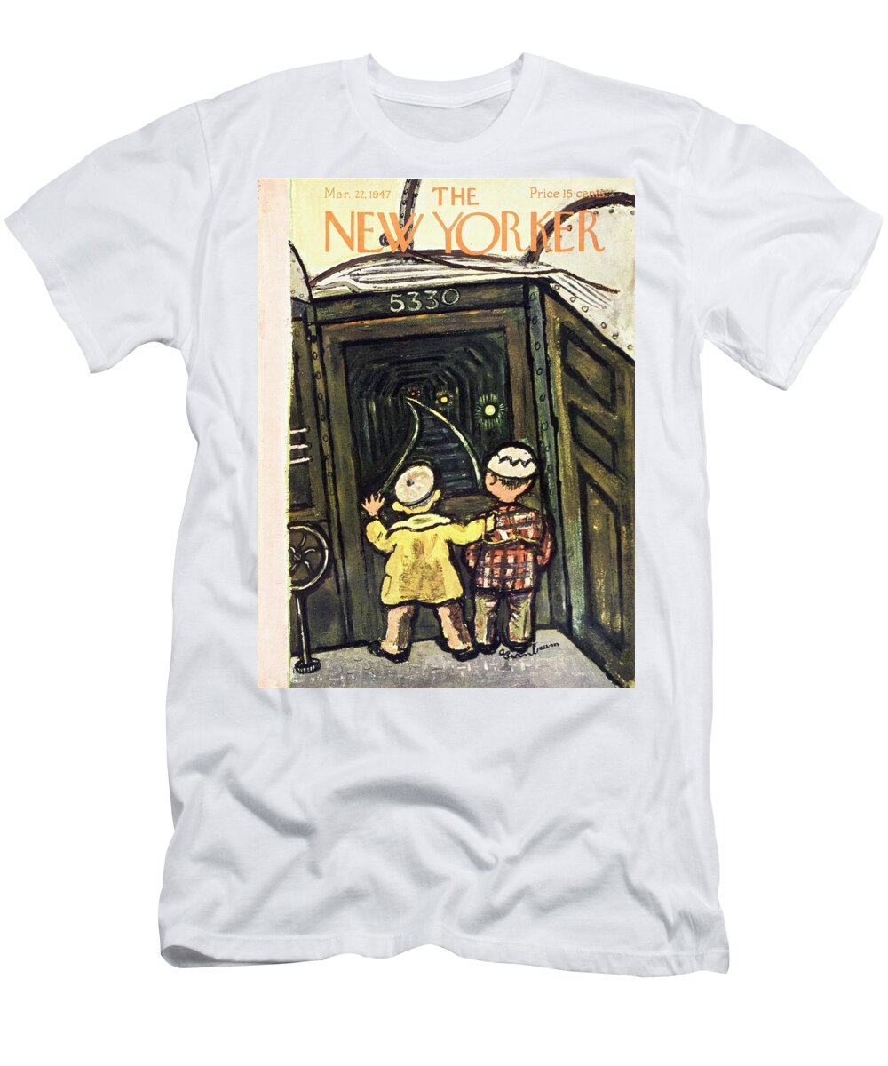 Illustration T-Shirt featuring the painting New Yorker March 22, 1947 by Abe Birnbaum