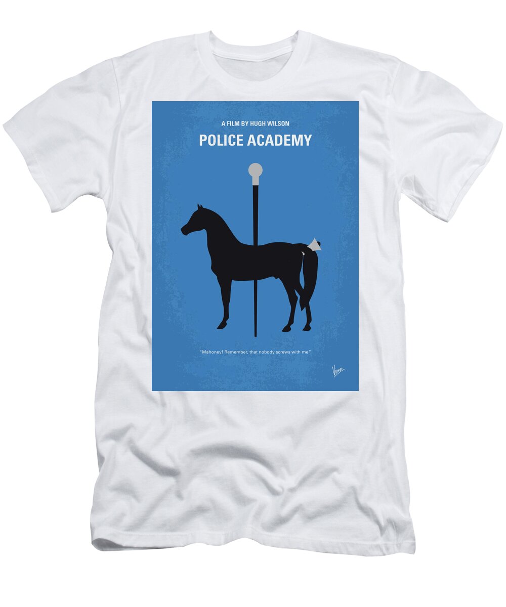 Police Academy T-Shirt featuring the digital art No1010 My Police Academy minimal movie poster by Chungkong Art