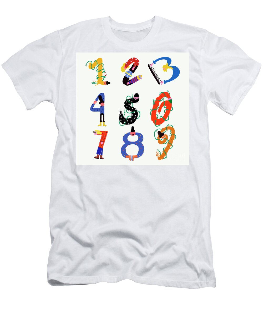 Numbers T-Shirt featuring the painting Numbers by German Jorge