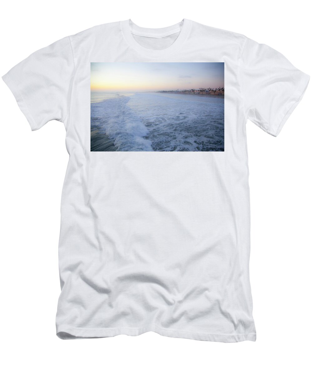 Sunset T-Shirt featuring the photograph Oceanside California Big Wave Surfing 7 by Catherine Walters